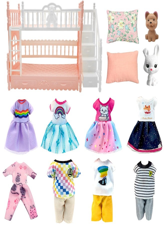 EumbHoa Doll Clothes and Accessories for 5.3 inch Dolls, Clothes Dress Pajamas Random in 6, Mini Supplies, Bunk Bed, Girls Granddaughter Gifts - Image 1